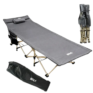Cama Dobrável Trek Cinza Camping Pesca Portátil Até 120Kg