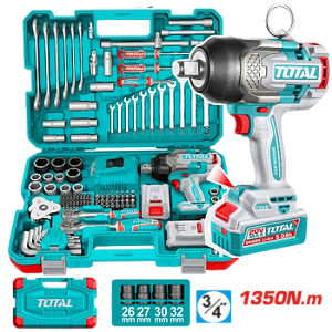 Kit Chave Impacto 3/4 20V 2 Bat 1350Nm+Ferramentas 138 Peças