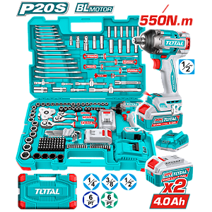 Kit Jogo Ferramentas 172 Peças + Chave Impacto 2 Baterias