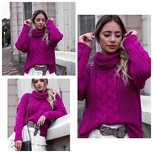 CASACO  GOLA ALTA  FECHADO LÃ  COLOR  5 FIOS