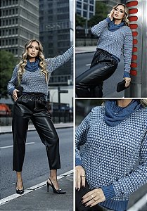 BLUSA FEMENINA DUAS CORES GOLA AVULSA V 3126