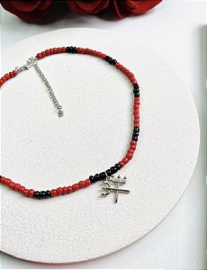 Colar Exu e Pomba Gira - Preto e Vermelho com Tridente