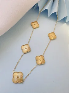 COLAR 5 TREVOS - AÇO INOX DOURADO