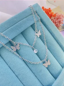 COLAR DUPLO BORBOLETAS 45CM - AÇO INOX