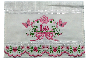 Toalha Bordada de Mão Lavabo com Borboletas Coroa e Laço para Personalizar