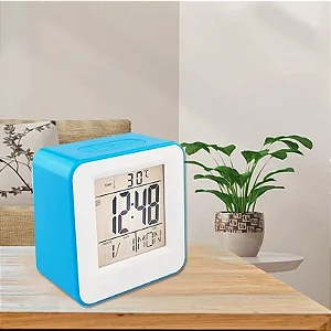 Relógio Digital de Mesa com Despertador e Sensor Noturno