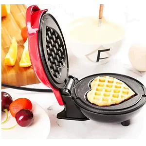 Mini Máquina Forma De Waffle Formato Coração