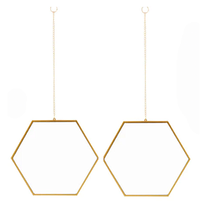 Espelho Hexagonal Com Corrente Dourado
