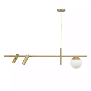 Pendente Tubo Retangular 100cm Aluminio e Vidro Dourado GSG PD07