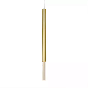 Pendente Cilindrico 50x2,5cm Aluminio e Acrilico Dourado GSG PD09