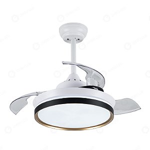 Ventilador com Luminária LED 37x91,4cm Preto e Branco Embu EBVL80332
