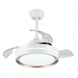 Ventilador com Luminária LED 37x91,4cm Branco e Dourado Embu EBVL80334