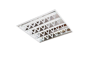 Luminária de Embutir 3 Aletas Brancas 4xT8 5,5x61,8x61,8cm GSG LE27
