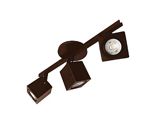 Trilho com Três Spots Quadrados para Dicroica 45cm Marrom GSG SP116