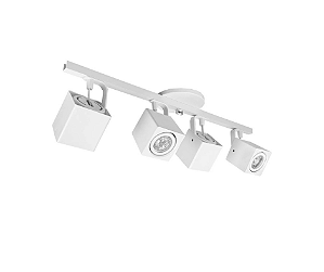 Trilho com Quatro Spots Quadrados para Dicroica 55cm Branco GSG SP118
