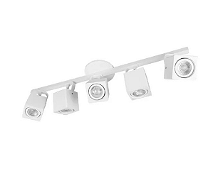 Trilho com Cinco Spots Quadrados para Dicroica 65cm Branco GSG SP121