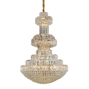 Pendente 44xE14 180x120cm Cristal e Metal Dourado Sindora DCD01013