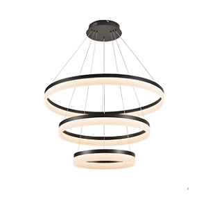 Pendente Luz Direta LED 113W 3000K 80x60x40cm Preto Sindora DCD03006