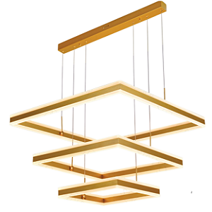 Pendente Luz Direta e Indireta LED 80x60x40cm Dourado Sindora DCD03048