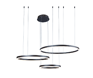 Pendente Luz Direta LED 80x60x40cm Alumínio Preto Sindora QD05349