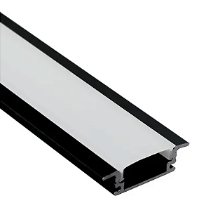 Perfil de Embutir 17x07MM 2M Preto GSG PE07