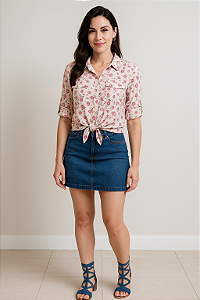camisa florida malha soltinha