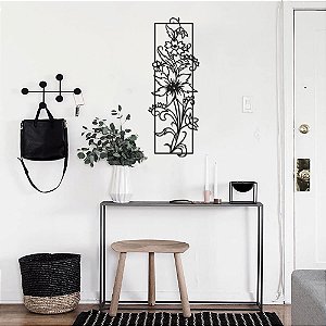 Quadro Floral Vazado Decoração em MDF 6 mm Preto