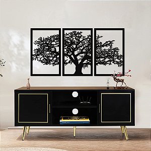 Quadro Decorativo Árvore Da Vida MDF 3mm Vazado Preto