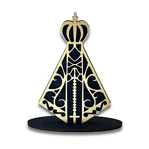 Imagem Nossa Senhora Aparecida em Dourado e Preto Mdf