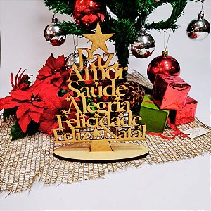 Árvore de Natal Mdf Palavras Inspiradoras Decoração Natalina