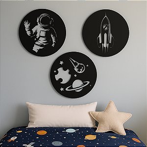 Quadrinhos Decoração Infantil Aplique Parede Trio Espaço Mdf