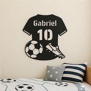 Camisa de Futebol MDF Nome e Número Personalizável - Preto