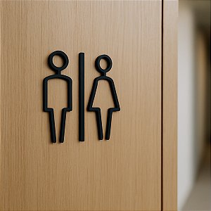 Placa Indicativa Sinalização Banheiro Sanitário H,M/Unissex