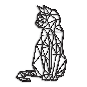 Aplique Parede Vazado Quadro Decorativo Gato Felino MDF