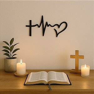 Aplique Decorativo Parede MDF Quadro Jesus Cruz Vida Fé Amor
