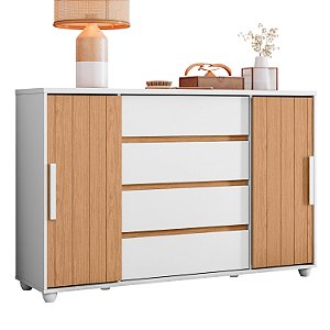 Cômoda 4 Gavetas Evidenza Branco / Freijo Flex - Albatroz
