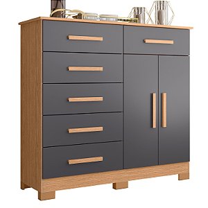 Cômoda 6 Gavetas Xangai Freijo / Titanium - Albatroz