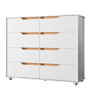 Cômoda 8 Gavetas Doble Branco / Freijo Flex - Albatroz