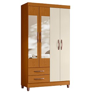 Guarda Roupa 4 Portas Ambar Cinamomo / Off White - Albatroz