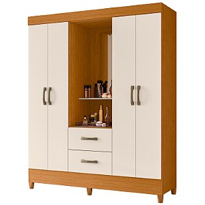 Guarda Roupa 4 Portas Mobi Capelinha Cinamomo / Off White