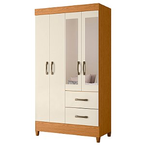 Guarda Roupa 4 Portas Mobi Cinamomo / Off White - Albatroz