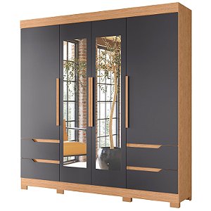 Guarda Roupa 4 Portas Vivacce Freijo / Titanium - Albatroz