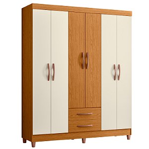 Guarda Roupa 6 Portas Ambar Cinamomo / Off White - Albatroz