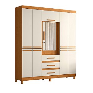 Guarda Roupa 6 Portas Fusion Casal Cinamomo / Off White
