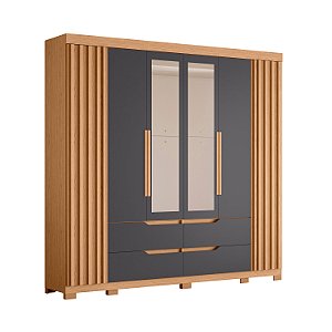 Guarda Roupa Double Casal 6 Portas Freijo / Titanium