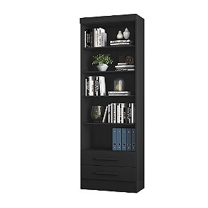 Armario Livreiro 2 Gavetas 3420 Preto - Qmovi