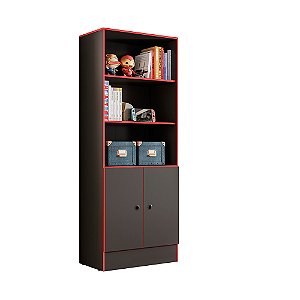 Armário Para Escritório Gamer 4095 Preto / Vermelho - Qmovi