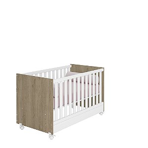 Berço Mini Cama Doce Sonho 1344 Carvalho / Branco - Qmovi