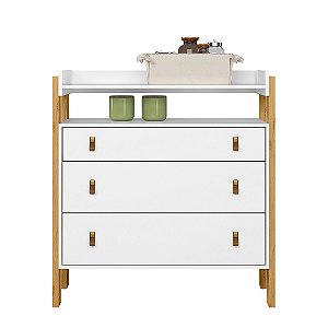 Comoda 3 Gavetas Com Nicho Fantasia 4410 Branco - Qmovi