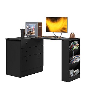 Cômoda Com Mesa Giratoria Gamer 4840 Preto - Qmovi